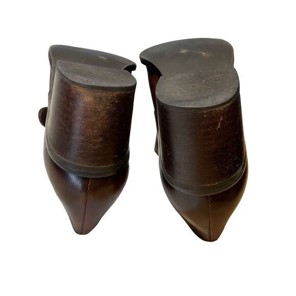 Bandolino Alanta Brown Leather Buckle Monk Strap Stacked Heel Shoes Size 9 - Picture 12 of 13